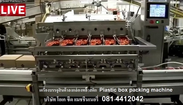 เครื่องบรรจุสินค้าลงกล่องพลาสติก แบบอัตโนมัติ Plastic Box Packing machine 0814412042